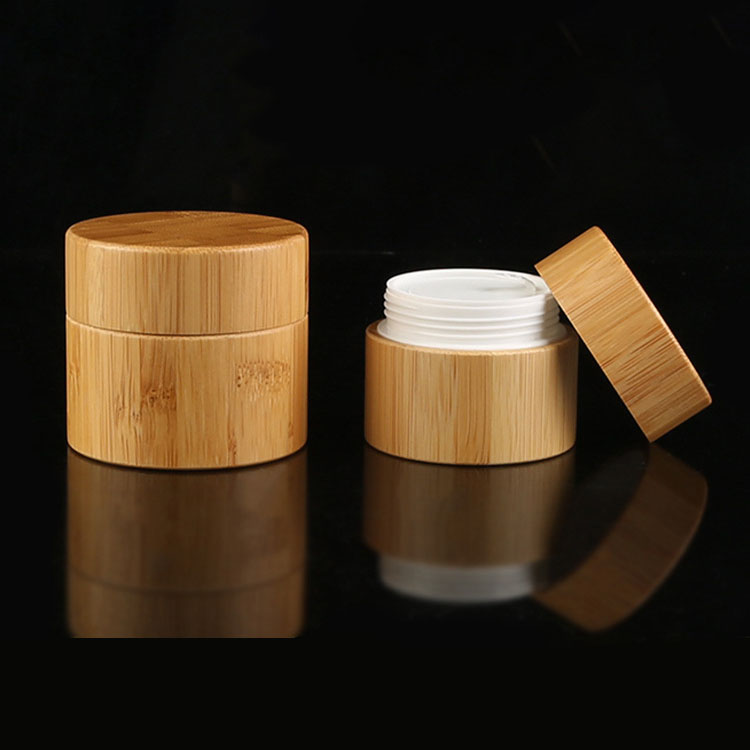 cosmetic cream wood bamboo jar with plastic inner