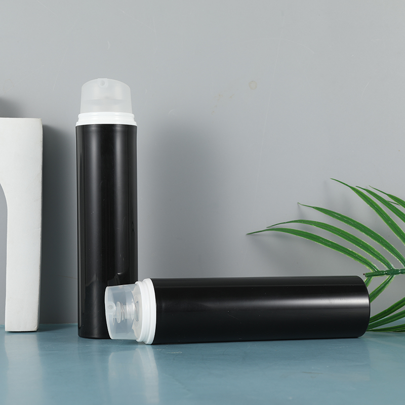 lotion pump bottle airless black pet 4 oz