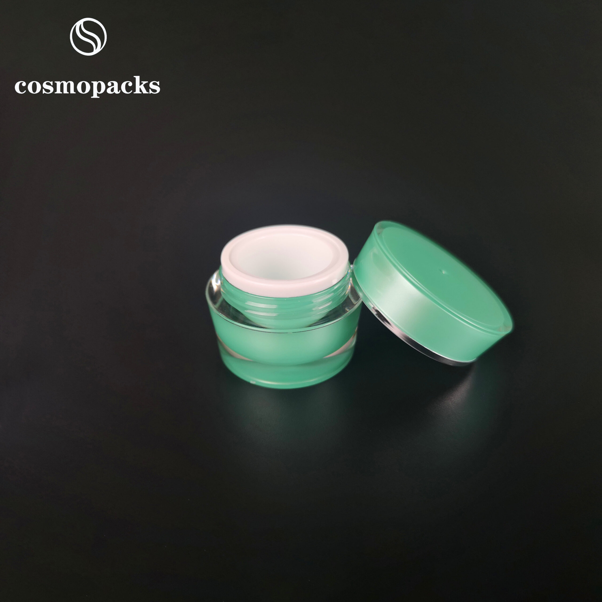 Acrylic Green 50G Hand Lotion Facial Cream Jar Packaging cosmopacks